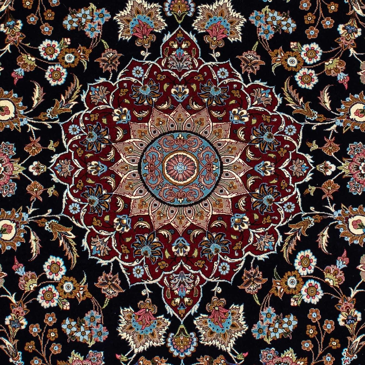 Tapis persan - Ghom - 212 x 140 cm - bleu foncé