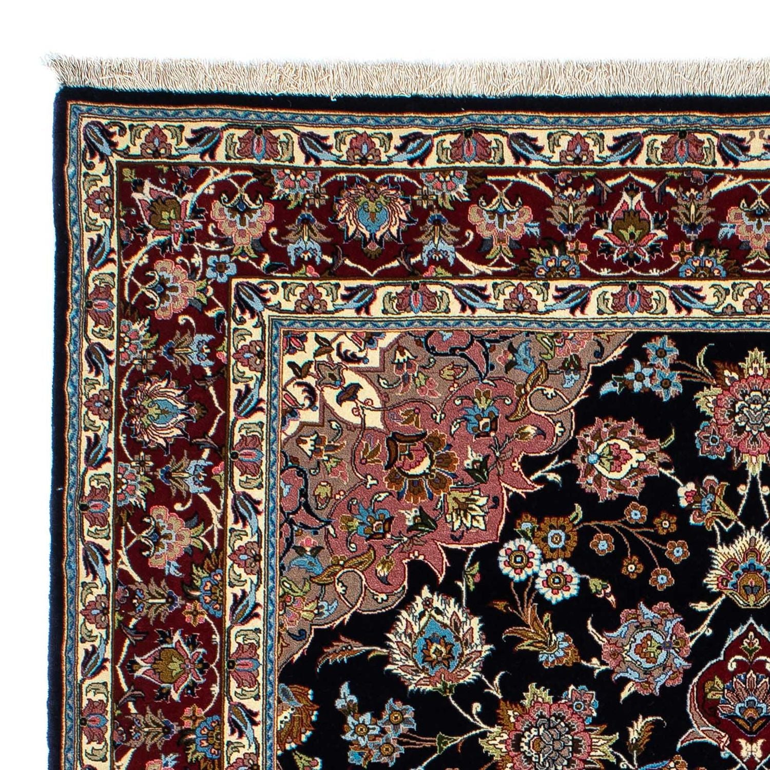 Tapis persan - Ghom - 212 x 140 cm - bleu foncé