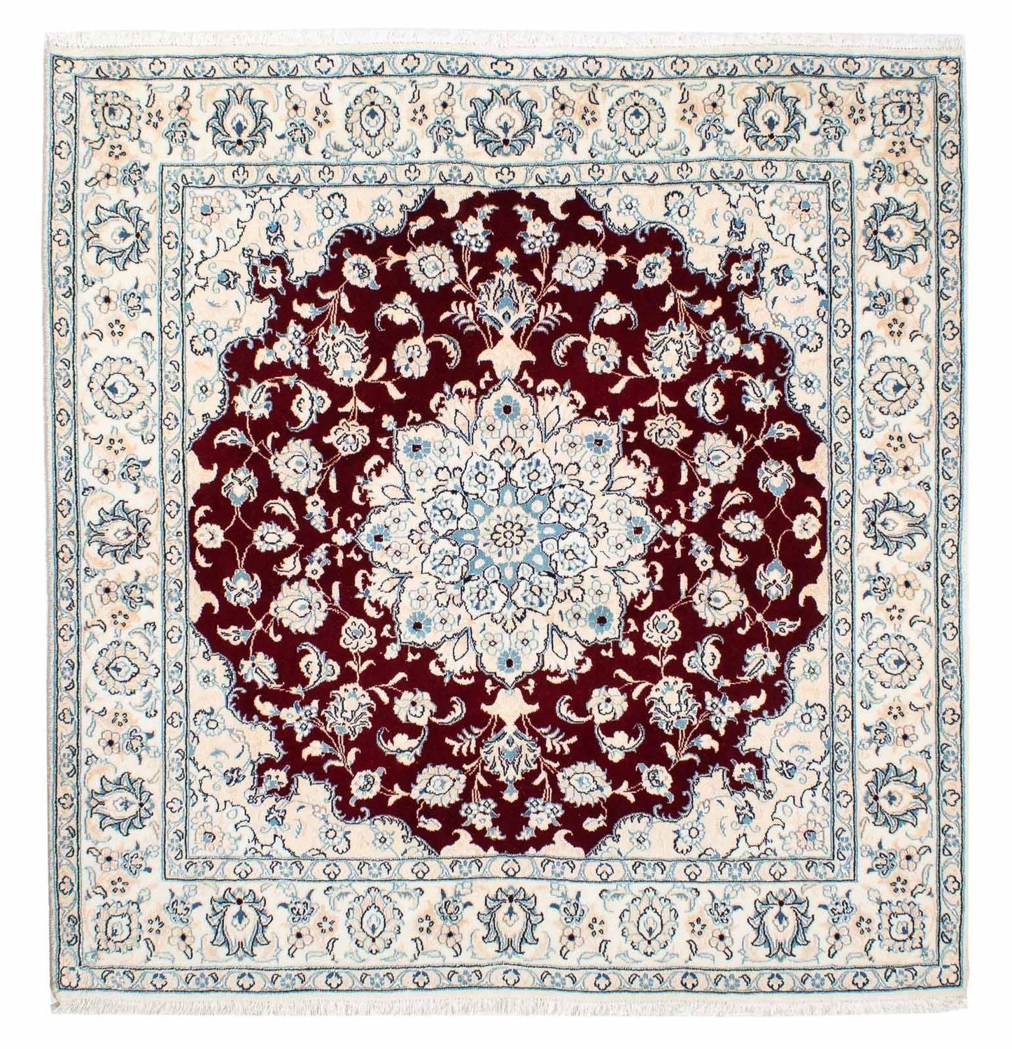 Tapis persan - Nain - Royal carré  - 154 x 143 cm - rouge foncé