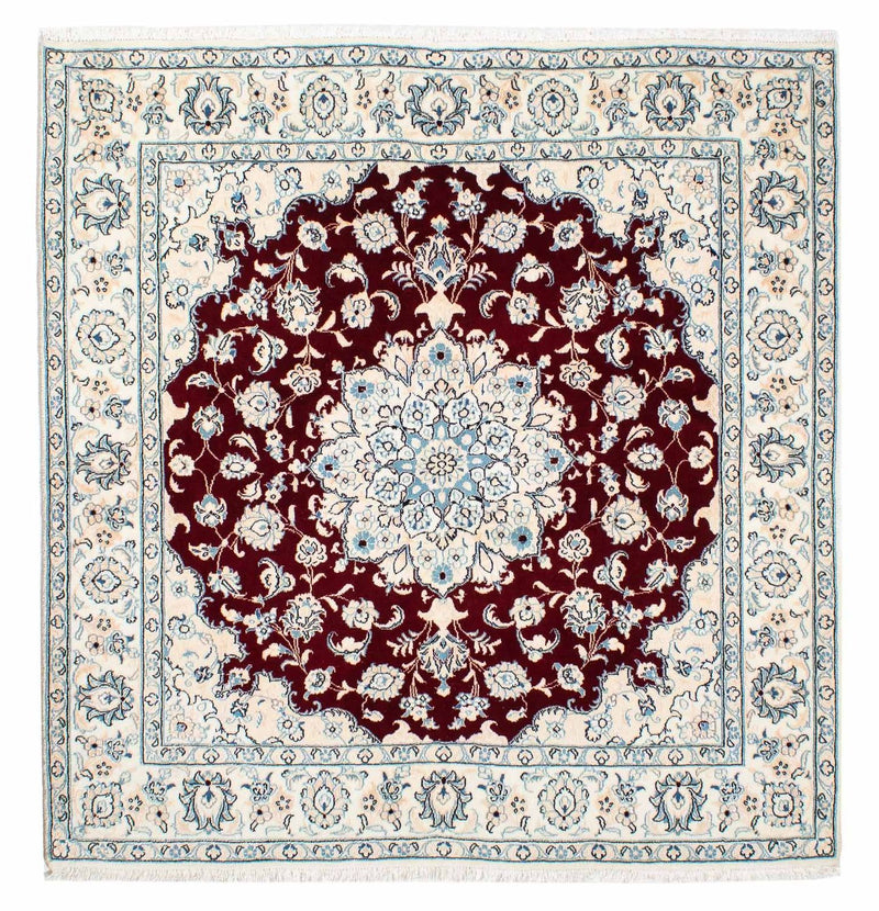 Tapis persan - Nain - Royal carré  - 154 x 143 cm - rouge foncé
