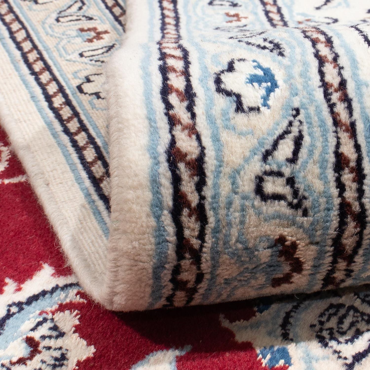 Tapis persan - Nain carré  - 202 x 191 cm - rouge foncé
