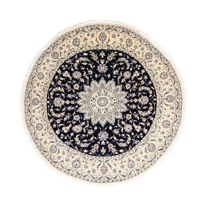 Tapis persan - Nain ronde  - 250 x 250 cm - bleu foncé