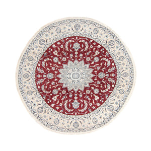 Tapis persan - Nain ronde  - 250 x 250 cm - rouge foncé