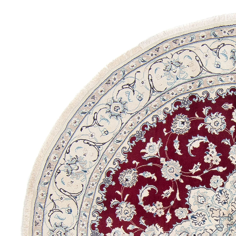 Tapis persan - Nain ronde  - 240 x 240 cm - rouge foncé