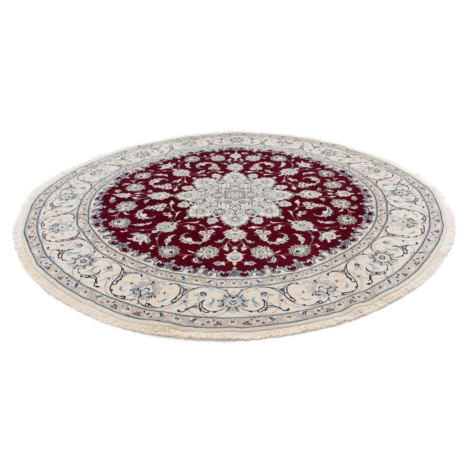 Tapis persan - Nain ronde  - 240 x 240 cm - rouge foncé
