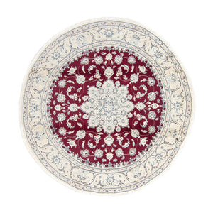 Tapis persan - Nain - Royal - 250 x 250 cm - rouge foncé