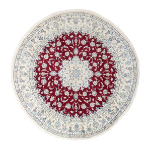 Tapis persan - Nain ronde  - 290 x 290 cm - rouge foncé