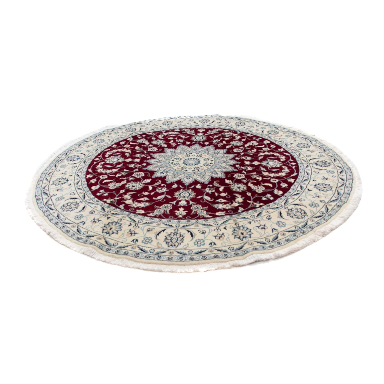 Tapis persan - Nain ronde  - 252 x 252 cm - rouge foncé