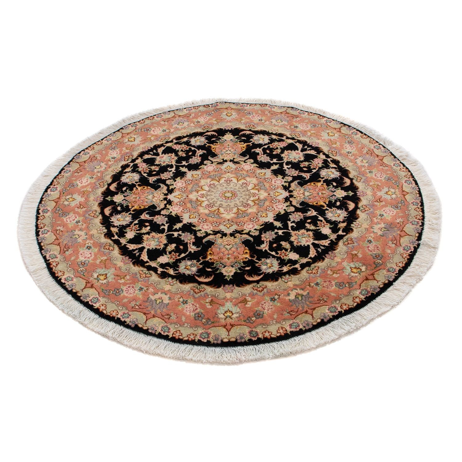 Tapis persan - Tabriz - Royal ronde  - 100 x 100 cm - bleu foncé