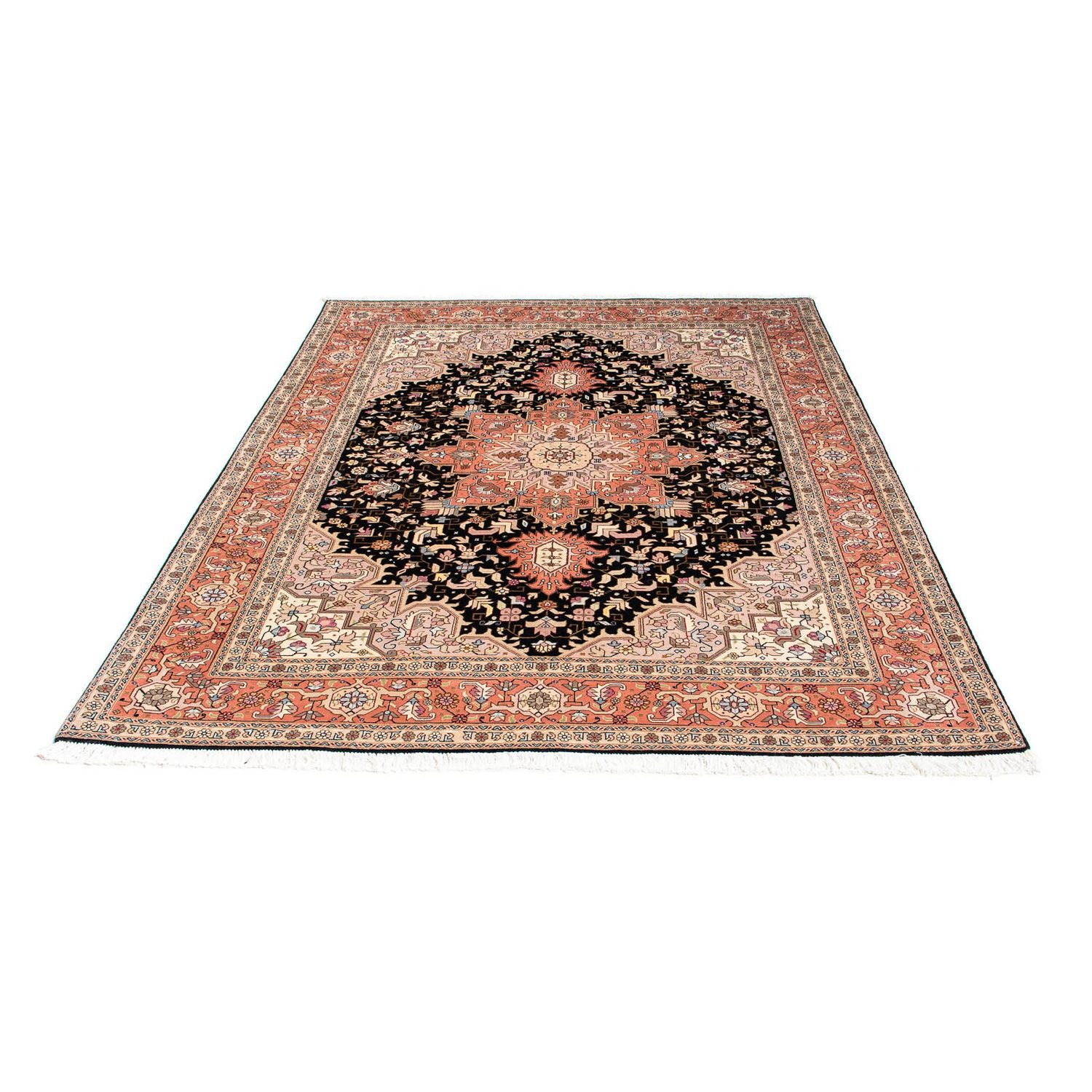 Tapis persan - Tabriz - Royal - 196 x 152 cm - bleu foncé