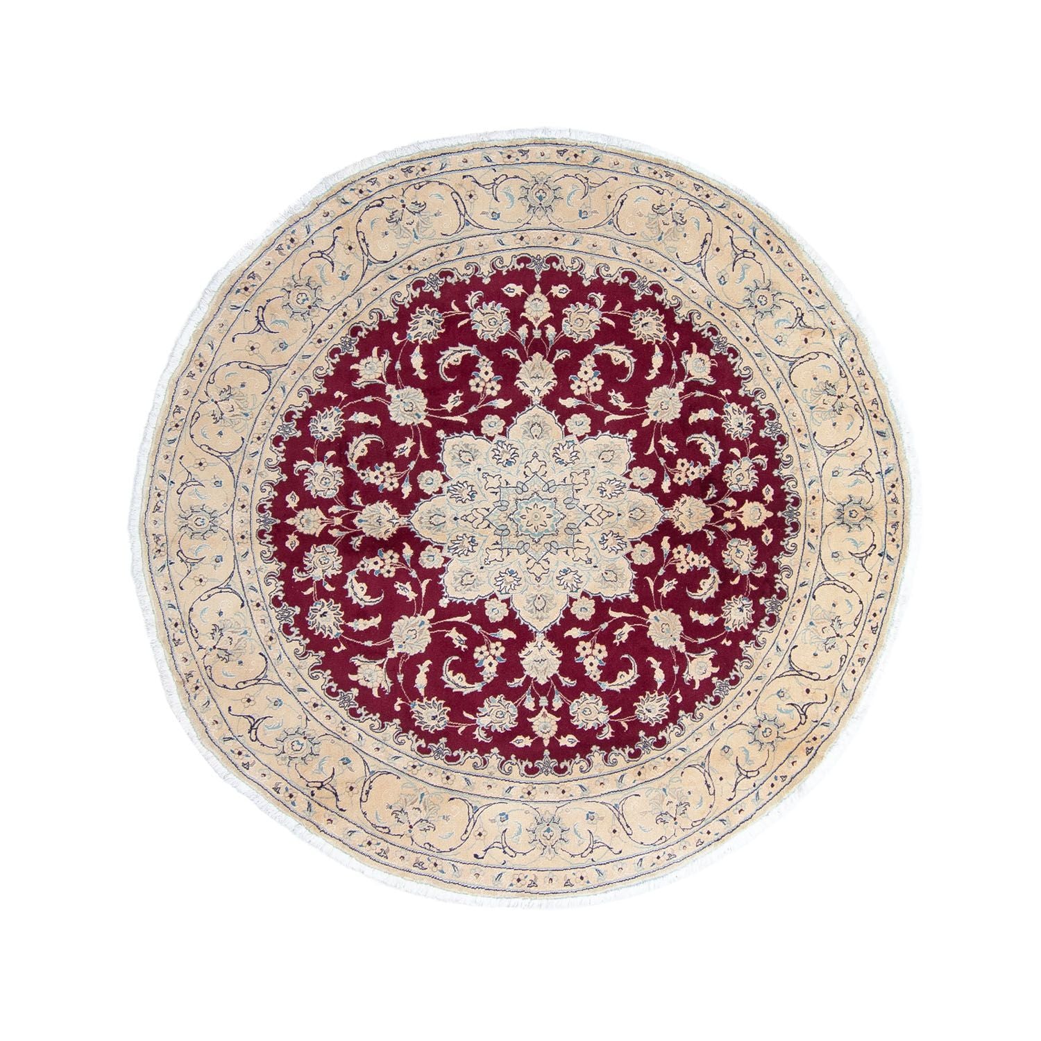 Tapis persan - Nain ronde  - 246 x 246 cm - rouge foncé