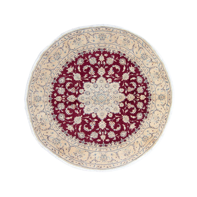 Tapis persan - Nain ronde  - 246 x 246 cm - rouge foncé
