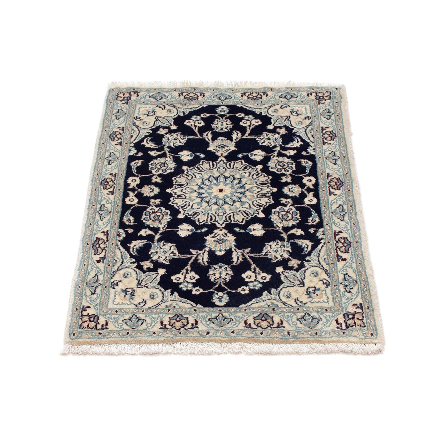 Tapis persan - Nain - 85 x 55 cm - bleu foncé