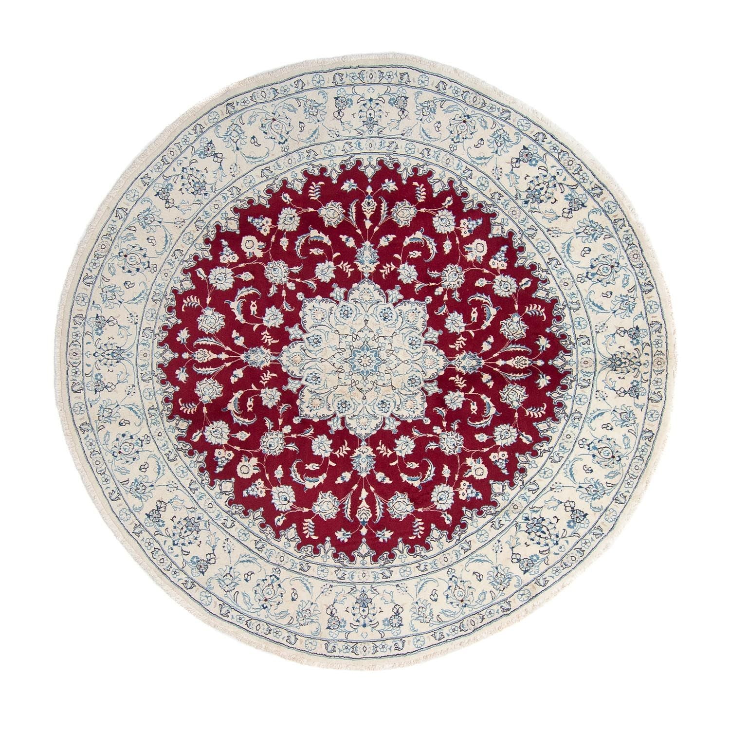 Tapis persan - Nain ronde  - 290 x 290 cm - rouge foncé