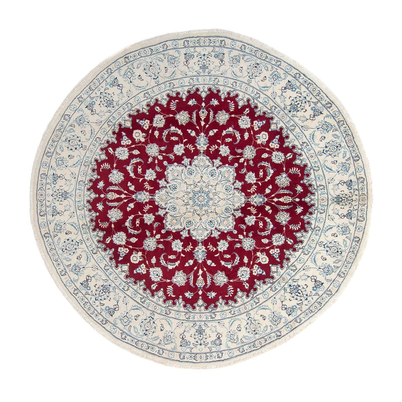 Tapis persan - Nain ronde  - 290 x 290 cm - rouge foncé