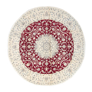 Tapis persan - Nain ronde  - 293 x 293 cm - rouge foncé