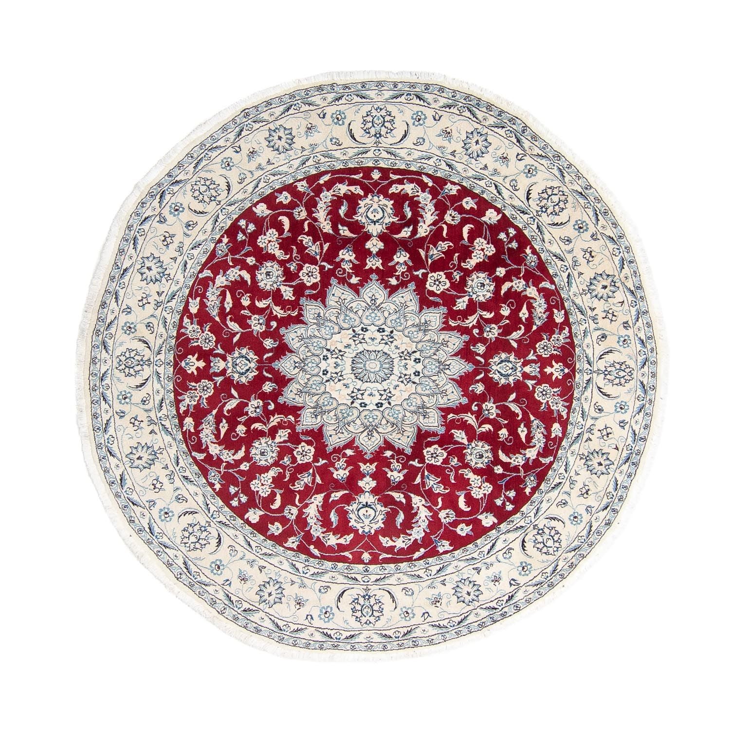 Tapis persan - Nain ronde  - 248 x 248 cm - rouge foncé