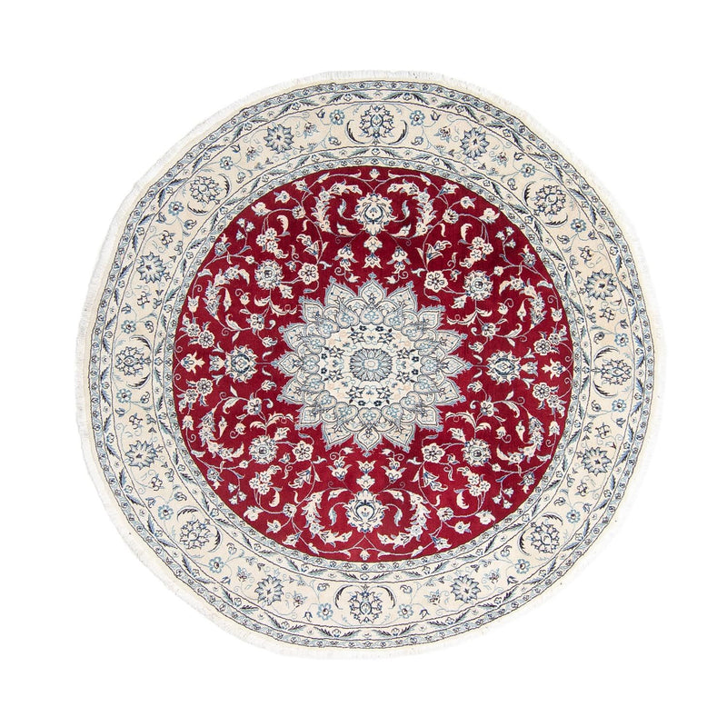 Tapis persan - Nain ronde  - 248 x 248 cm - rouge foncé