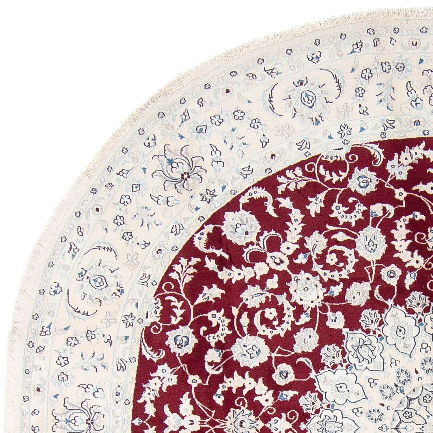 Tapis persan - Nain ronde  - 300 x 300 cm - rouge foncé
