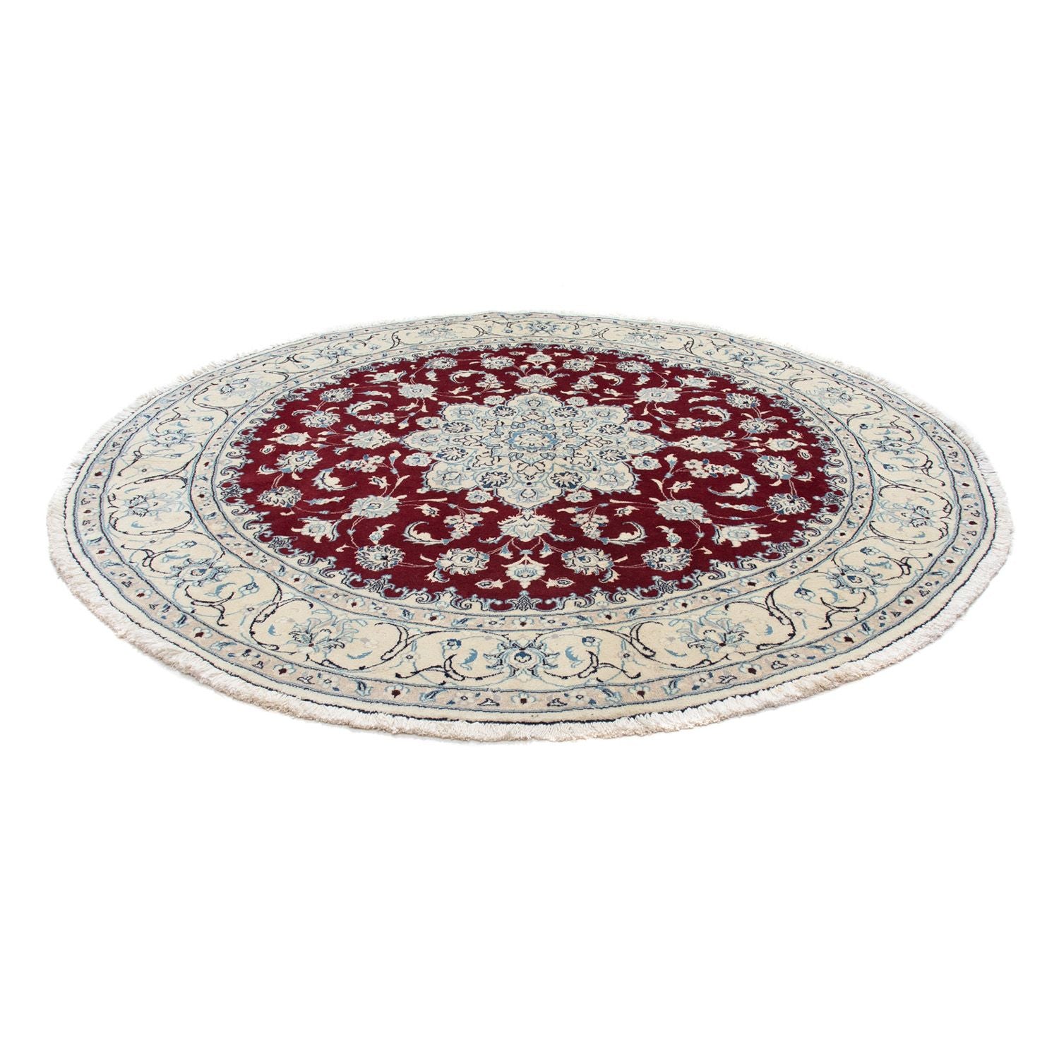 Tapis persan - Nain ronde  - 245 x 245 cm - rouge foncé
