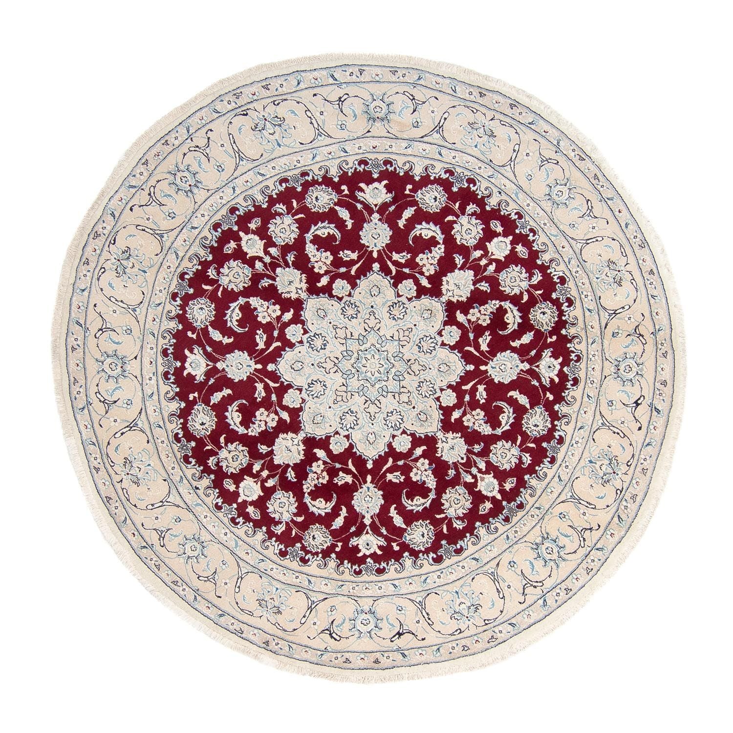 Tapis persan - Nain ronde  - 250 x 250 cm - rouge foncé