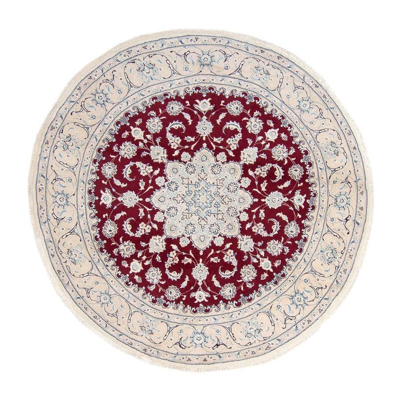 Tapis persan - Nain ronde  - 250 x 250 cm - rouge foncé