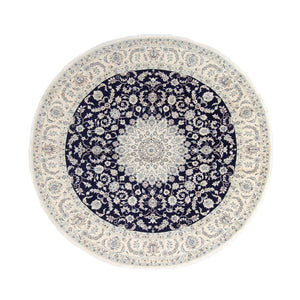Tapis persan - Nain ronde  - 295 x 295 cm - bleu foncé