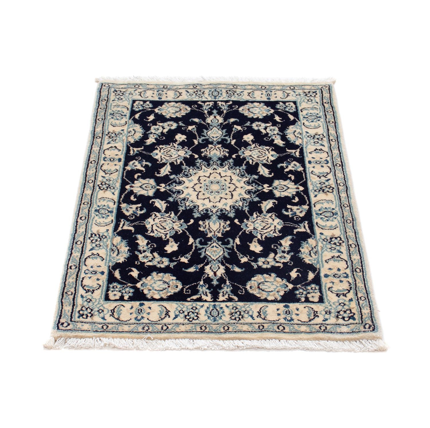 Tapis persan - Nain - Royal - 90 x 60 cm - bleu foncé