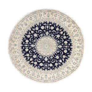 Tapis persan - Nain ronde  - 295 x 295 cm - bleu foncé