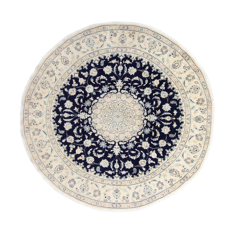 Tapis persan - Nain ronde  - 295 x 295 cm - bleu foncé