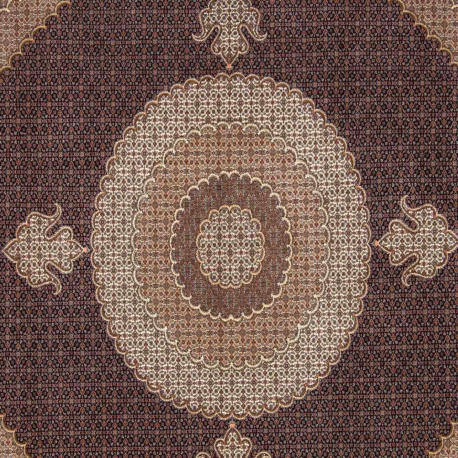 Tapis persan - Tabriz carré  - 310 x 302 cm - marron foncé
