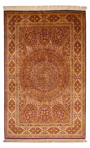 Tapis en soie - Ghom soie - Premium - 216 x 132 cm - bleu foncé