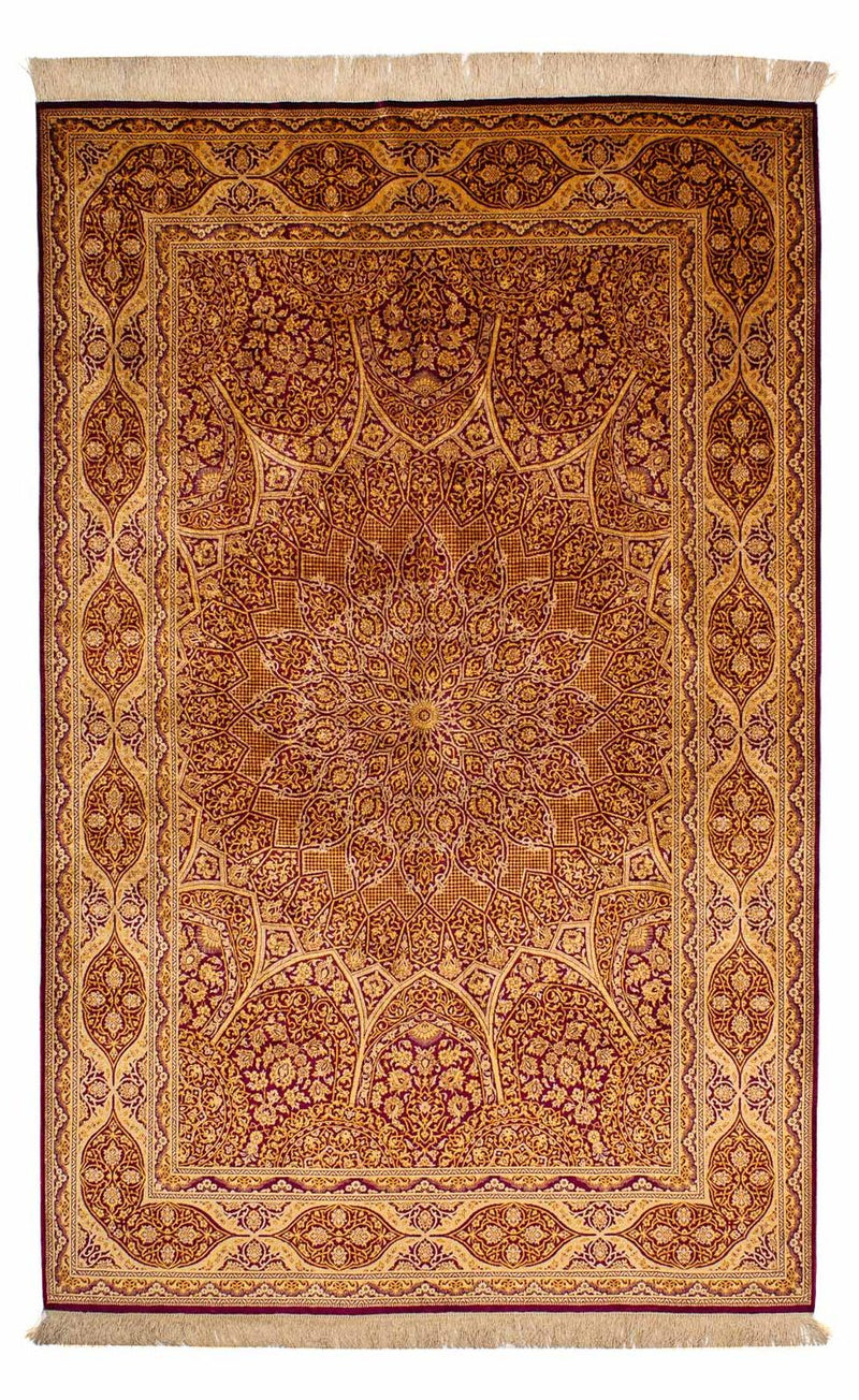 Tapis en soie - Ghom soie - Premium - 216 x 132 cm - bleu foncé