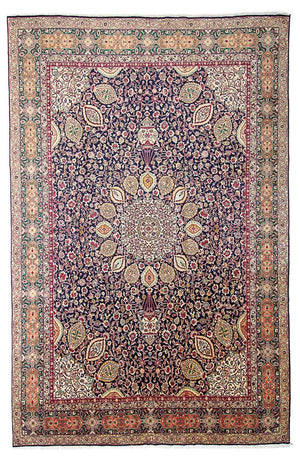 Tapis persan - Tabriz - Royal - 436 x 292 cm - bleu foncé