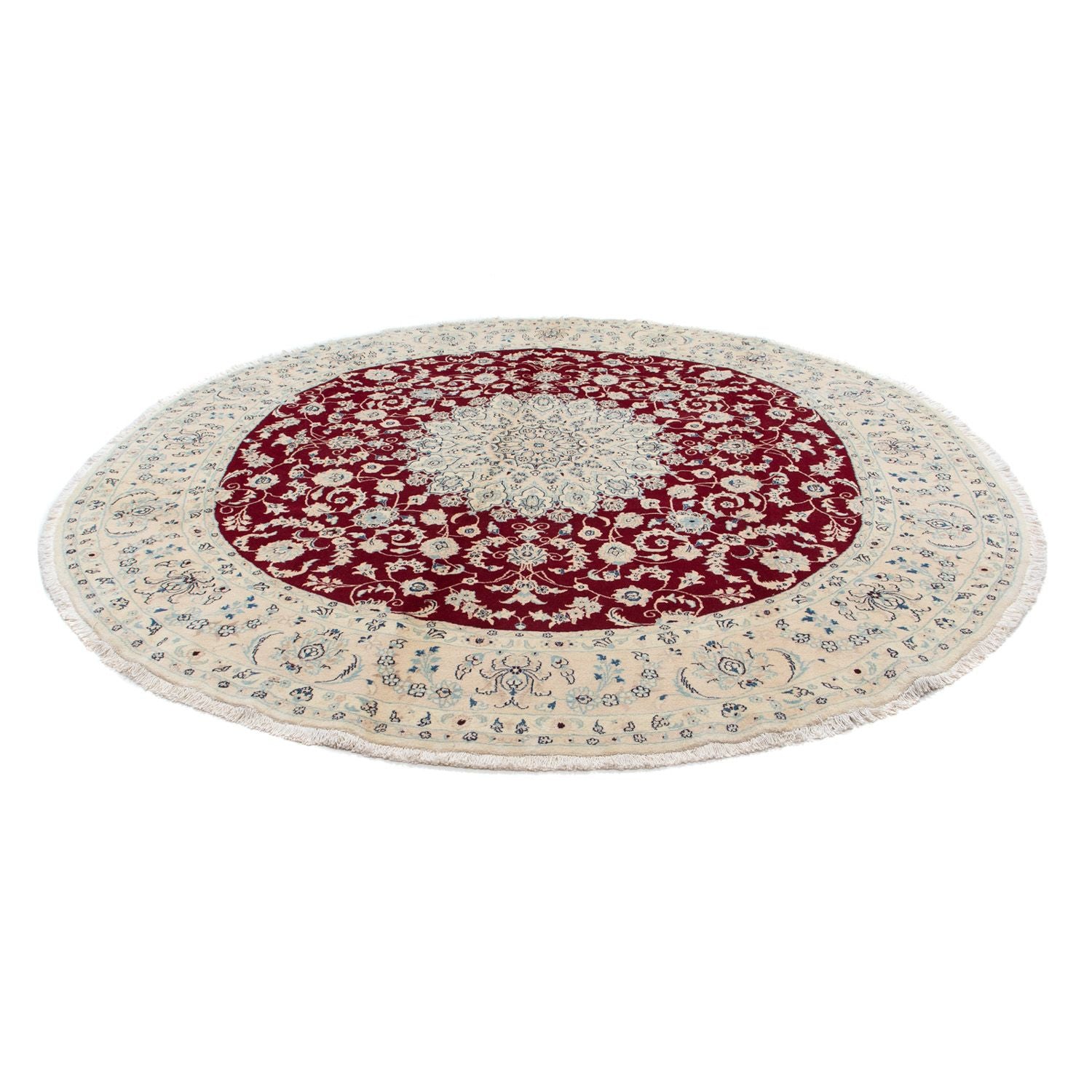 Tapis persan - Nain - Royal ronde  - 292 x 292 cm - rouge foncé