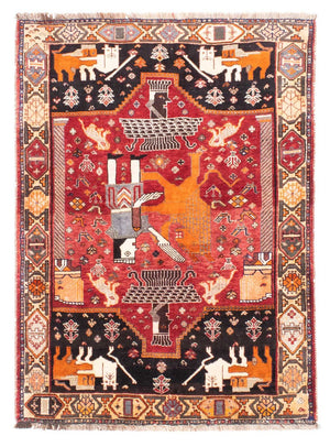Tapis persan - Nomadic - 155 x 111 cm - rouge foncé