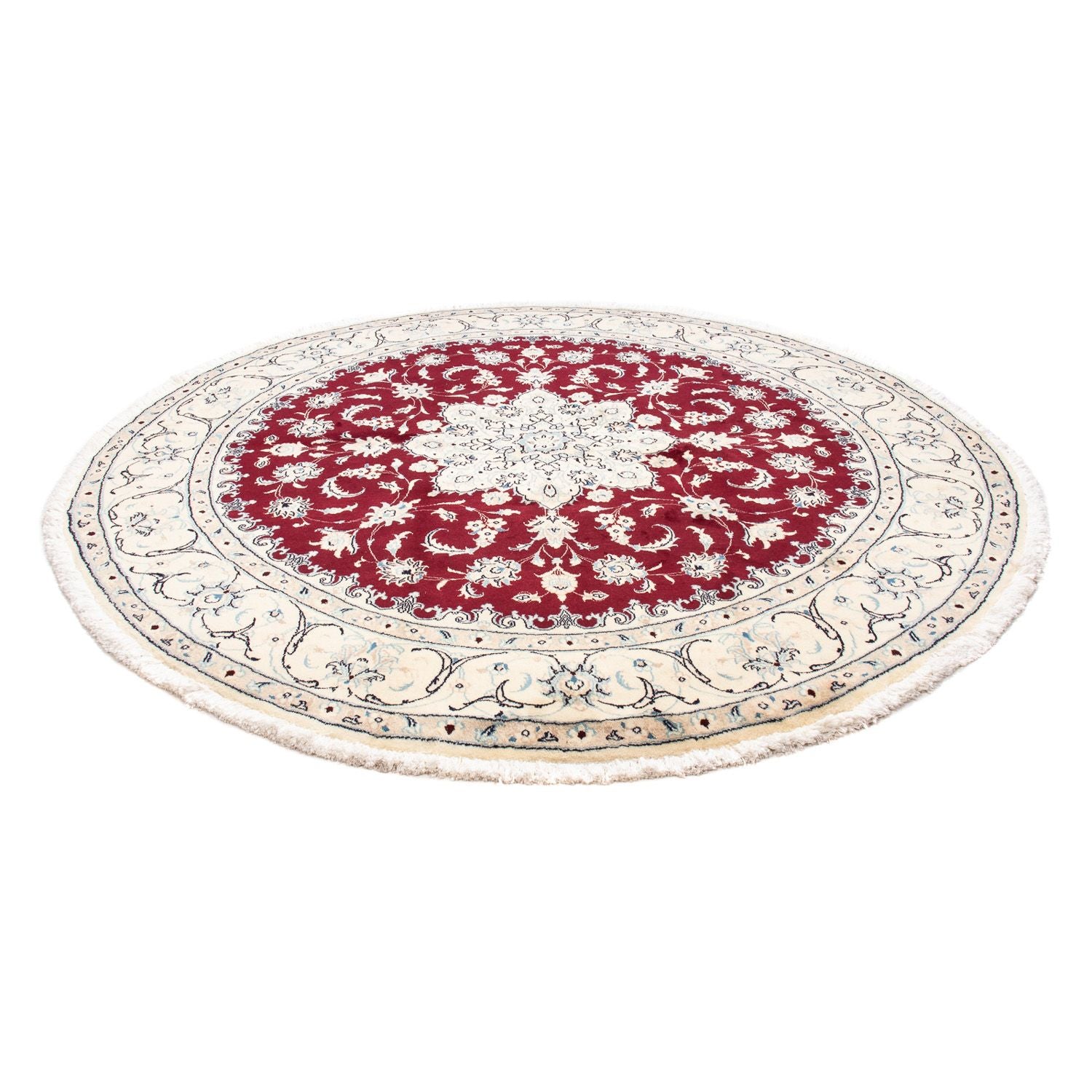 Tapis persan - Nain ronde  - 245 x 245 cm - rouge foncé