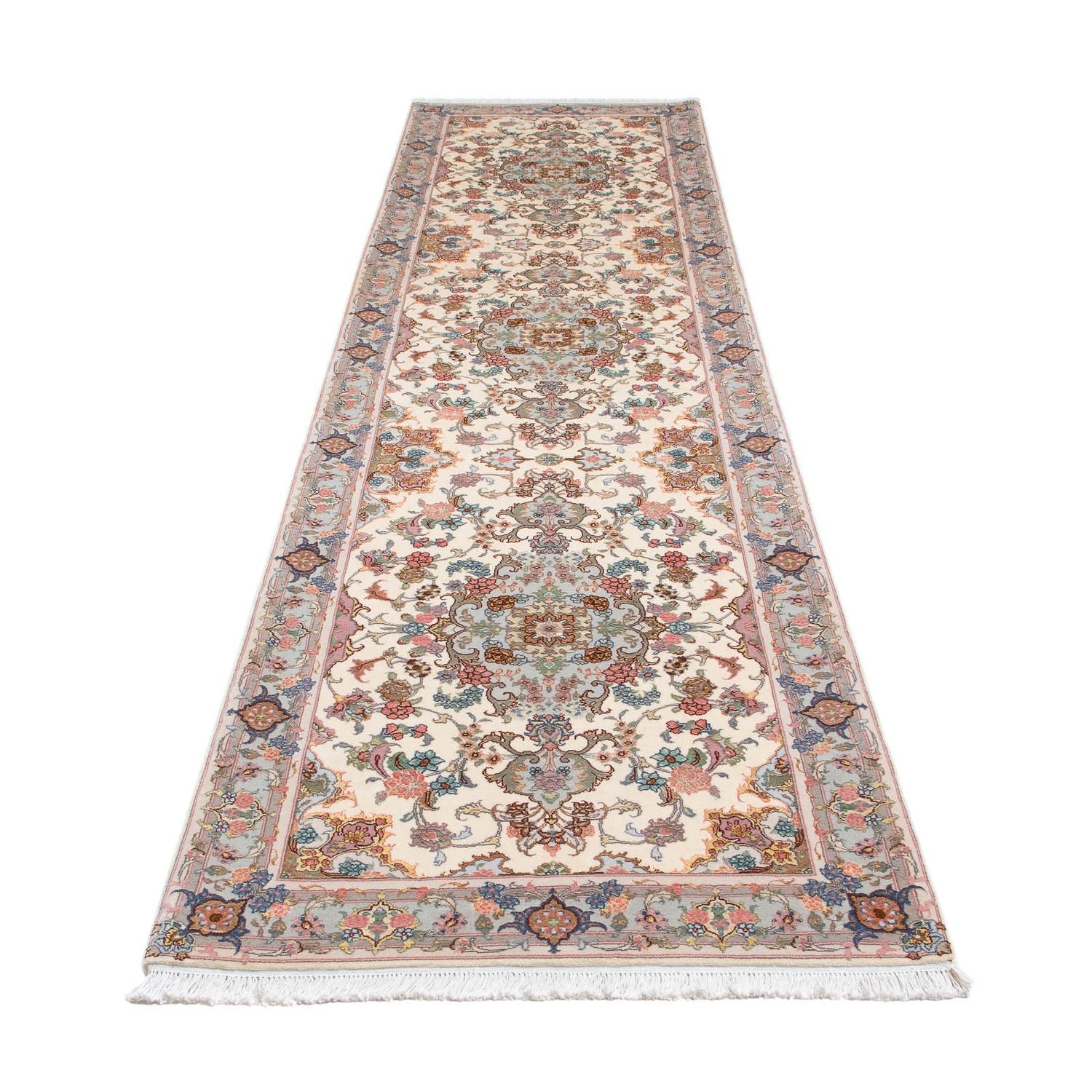 Tapis de couloir Tapis persan - Tabriz - Royal - 356 x 90 cm - beige