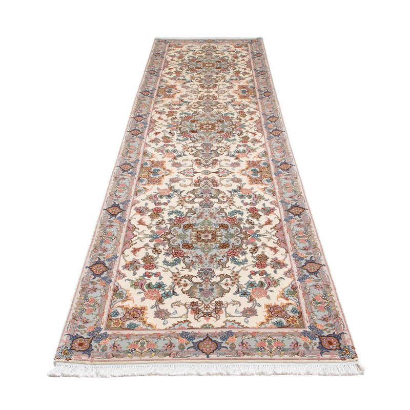 Tapis de couloir Tapis persan - Tabriz - Royal - 356 x 90 cm - beige