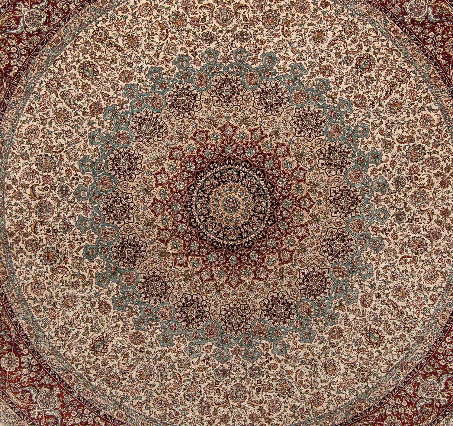 Tapis oriental - Hereke ronde  - 215 x 215 cm - marron clair