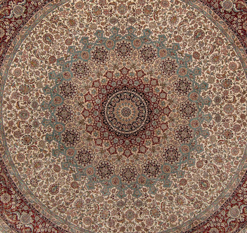 Tapis oriental - Hereke ronde  - 215 x 215 cm - marron clair