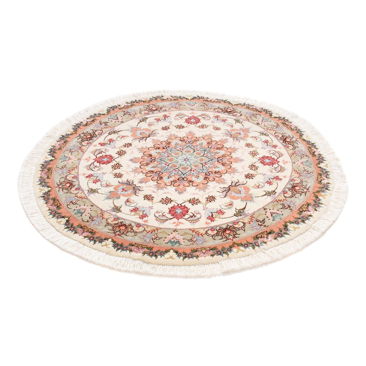 Tapis persan - Tabriz - Royal ronde  - 100 x 100 cm - beige
