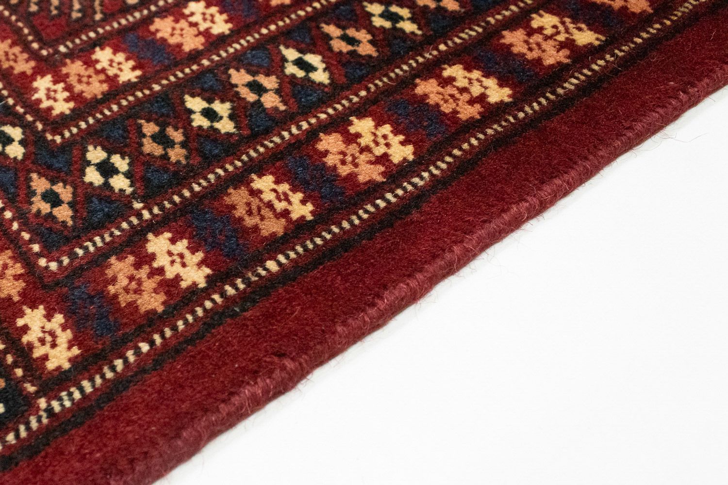 Tapis afghan - Boukhara carré  - 205 x 205 cm - rouge