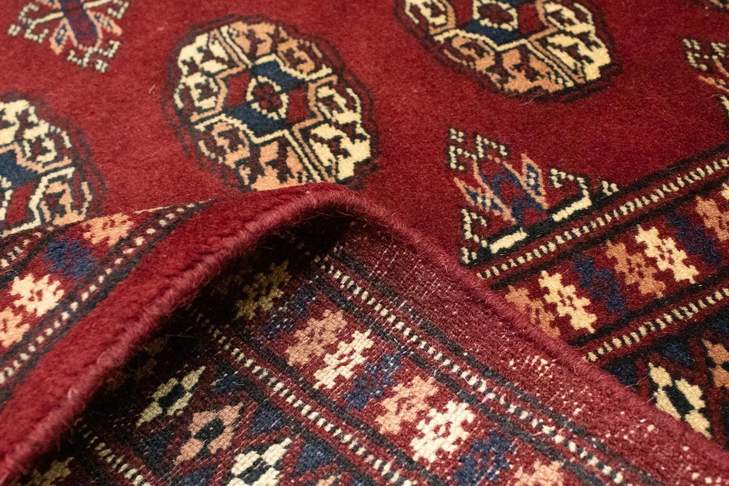 Tapis afghan - Boukhara carré  - 205 x 205 cm - rouge