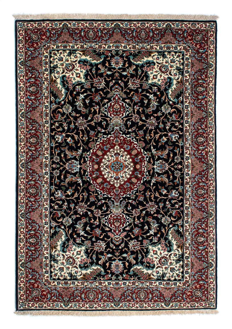 Tapis persan - Ghom - 213 x 141 cm - bleu foncé