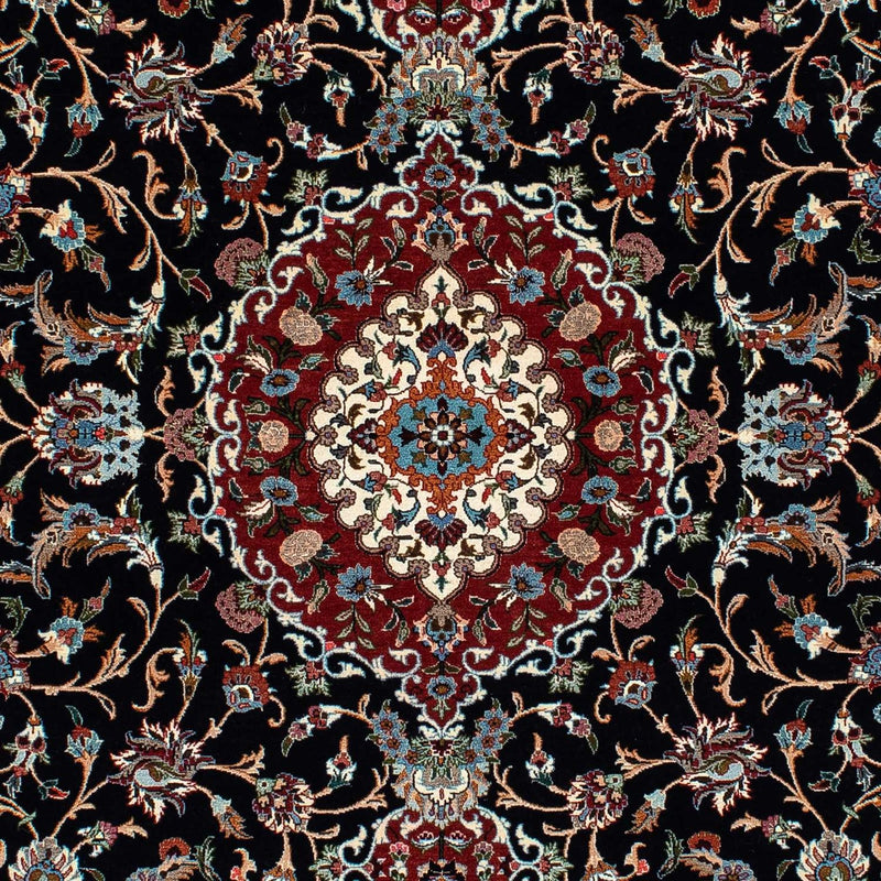Tapis persan - Ghom - 213 x 141 cm - bleu foncé
