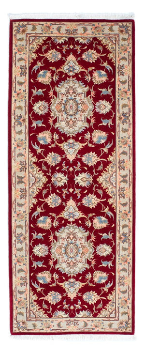 Tapis de couloir Tapis persan - Tabriz - Royal - 213 x 83 cm - rouge foncé