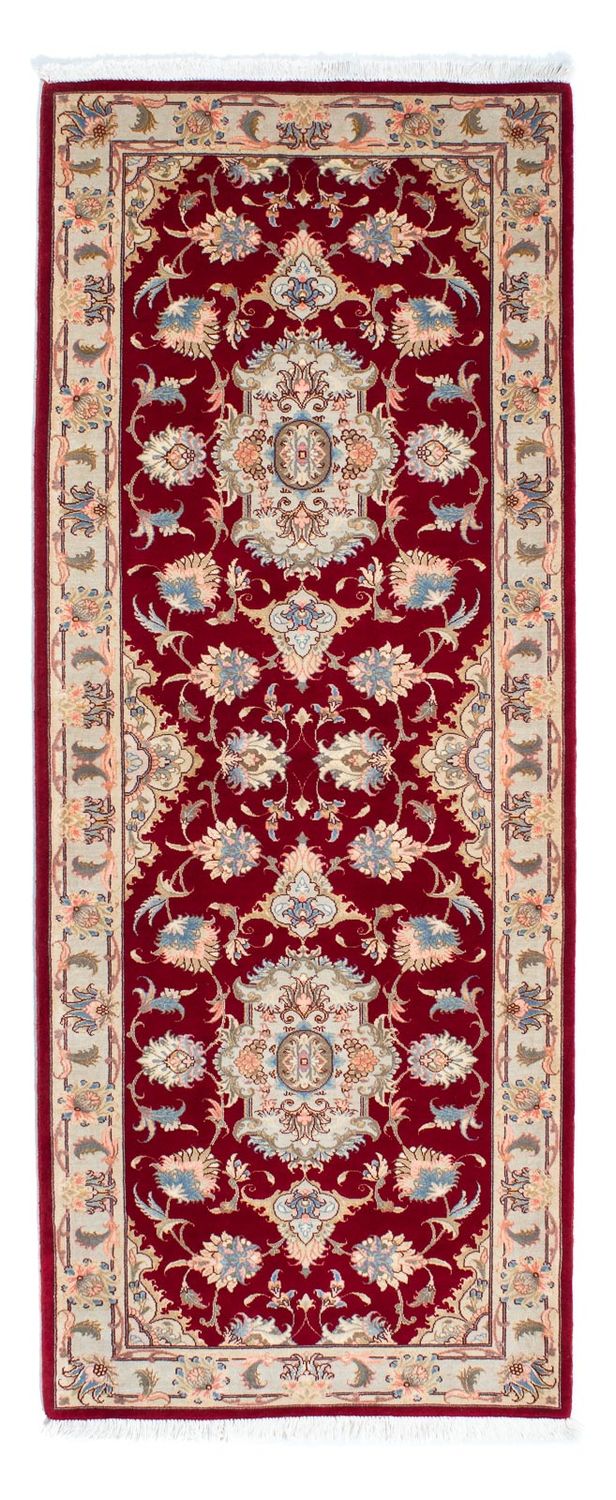 Tapis de couloir Tapis persan - Tabriz - Royal - 213 x 83 cm - rouge foncé