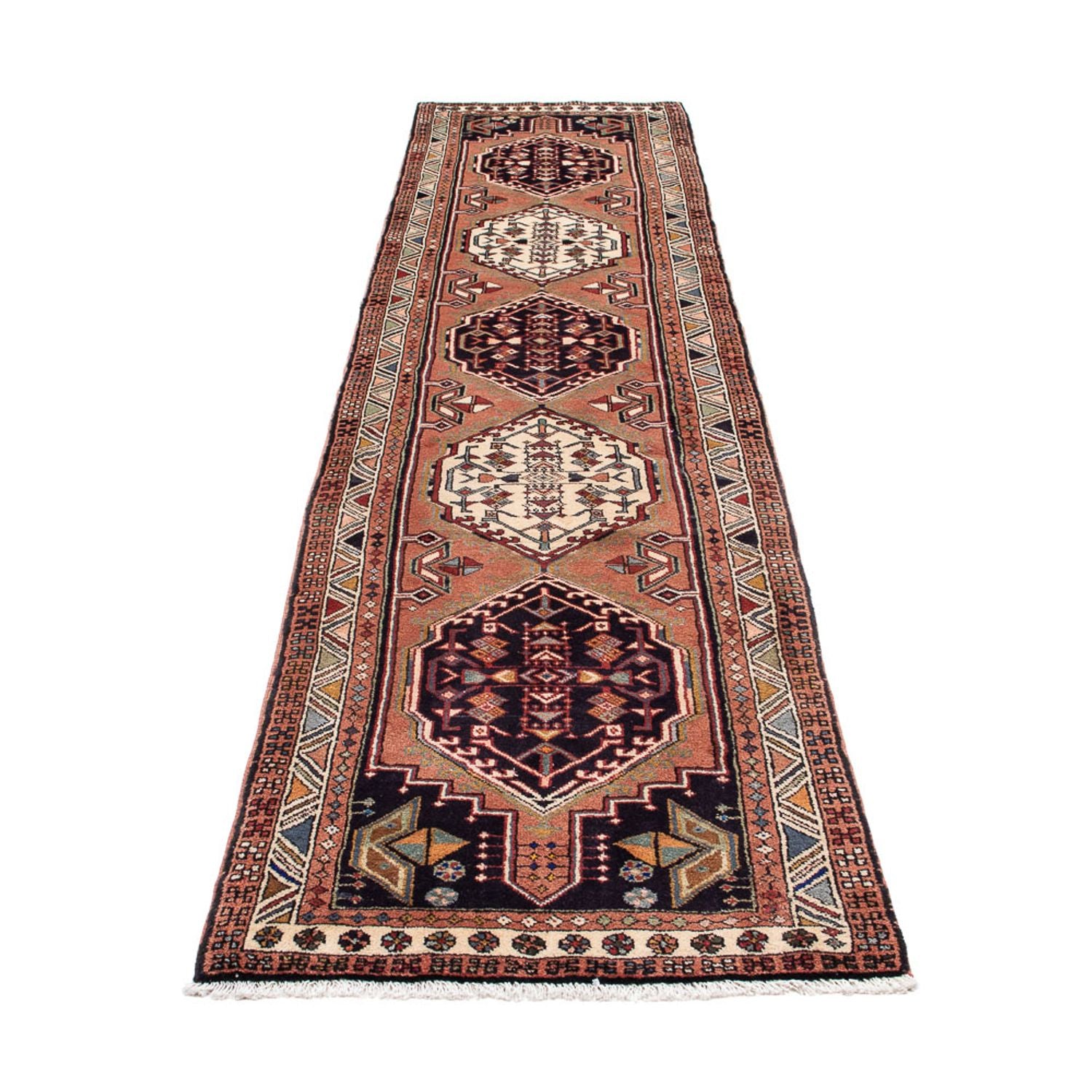 Tapis de couloir Tapis persan - Nomadic - 298 x 70 cm - marron clair