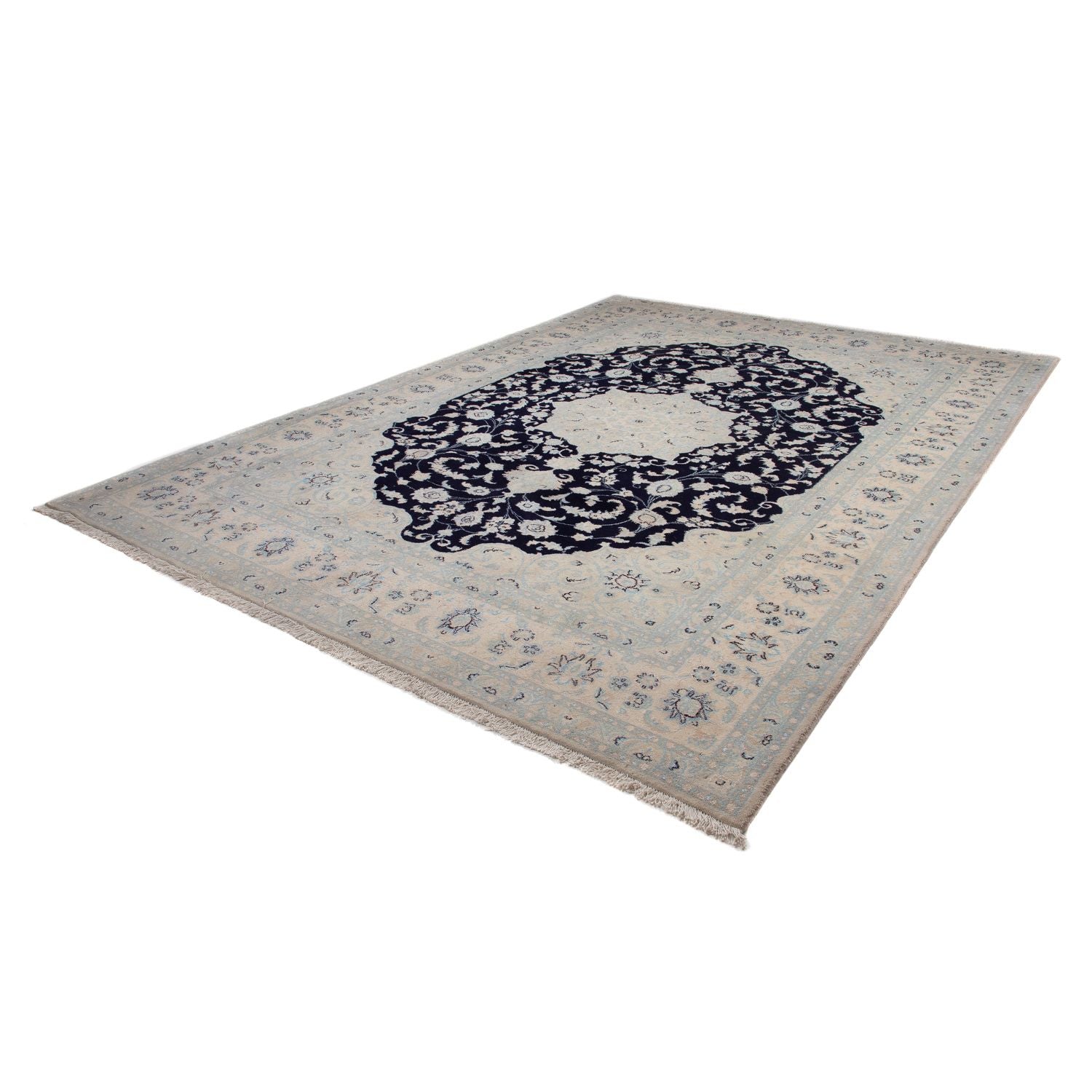 Tapis persan - Nain - 352 x 253 cm - bleu foncé